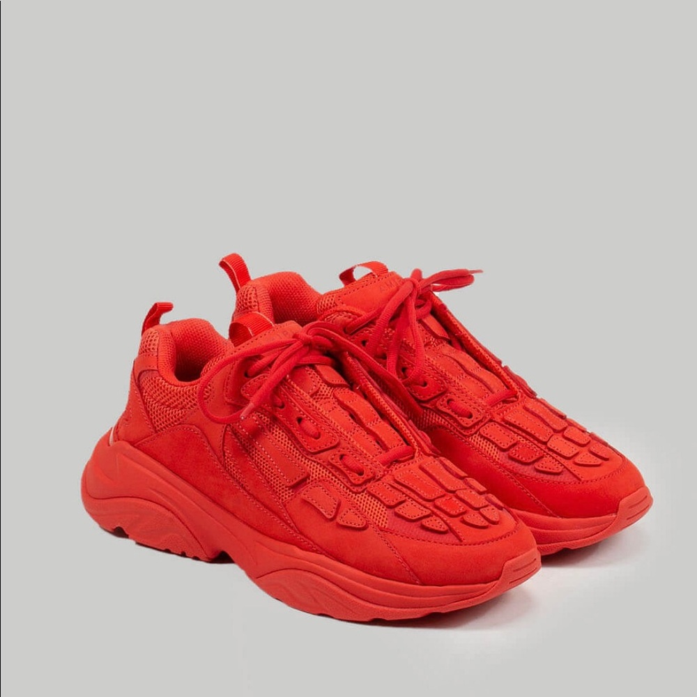 AMIRI RED Size 8 100% Authentic Bone Runner Nubuck-Trimmed Mesh Sneakers